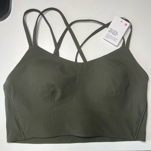 NWT Lululemon Like a Cloud Long Line B/C Dark Olive Ribbed Size 8